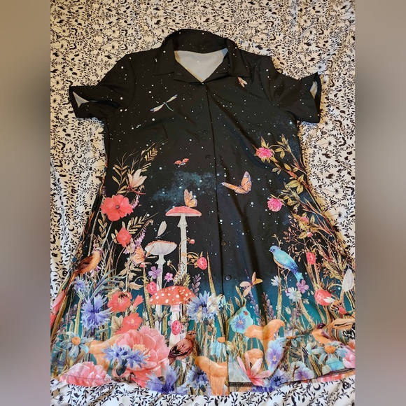 Blackmilk Fairytale Floral Short Sleeve Shirt Dress - Picture 2 of 9